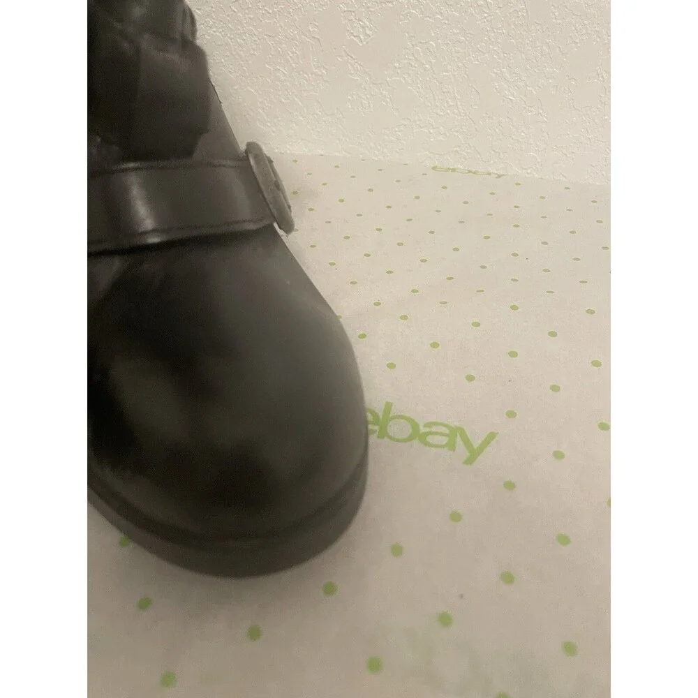 Women’s Size 8 7.5 Boots Shoes Steve Madden Freeway Dark Black Leather High Heel